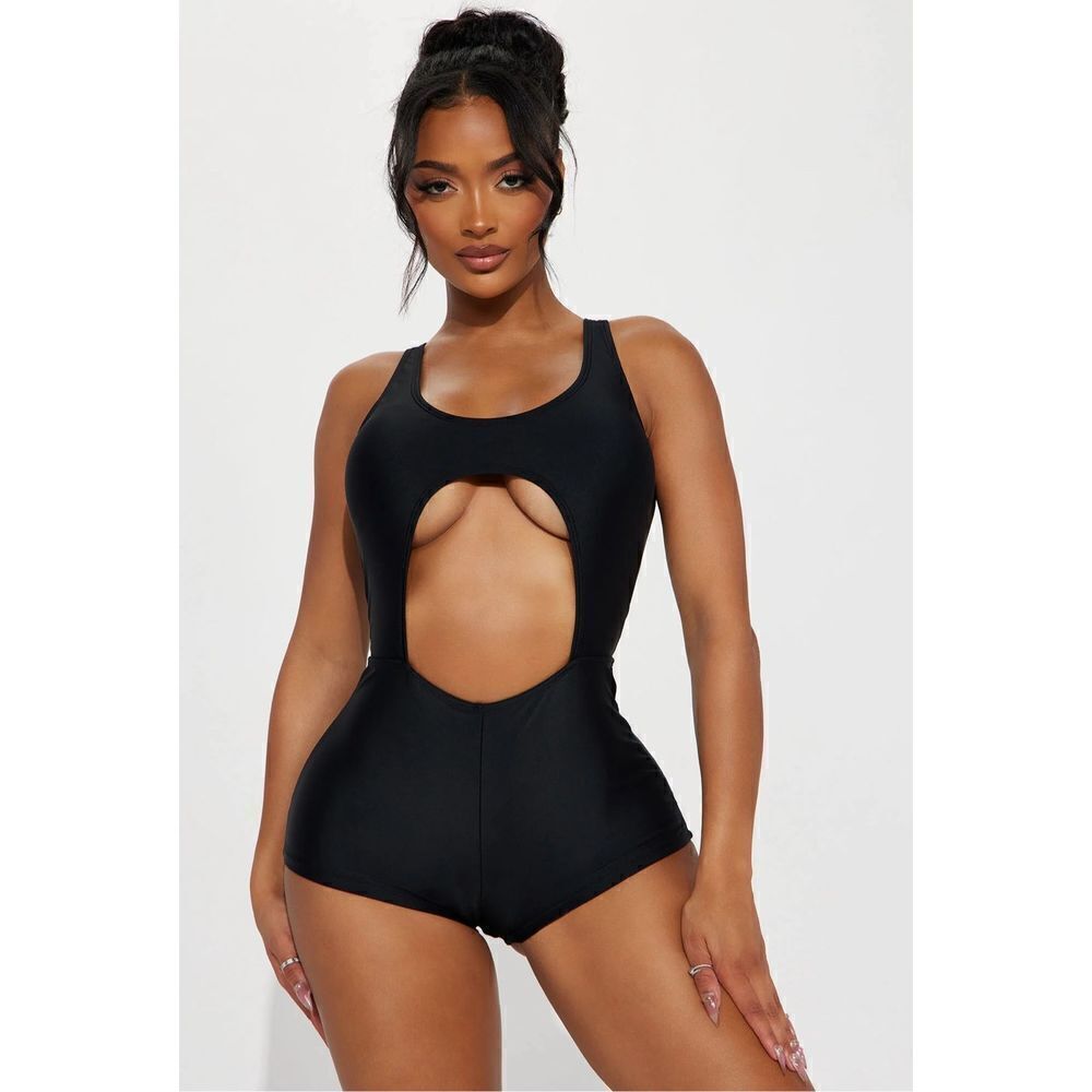 Fashion Nova Black Cutout One-Piece Swim
